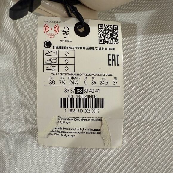 ZARA EMBELLISHED PUFFER SLIDE CREAM LEATHER SANDALS EU 38 / US 7.5 - Picture 7 of 11